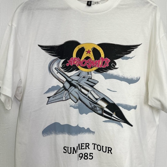 H&M - Aerosmith Summer Tour 1985 Colorful Graphic Oversized T Shirt Size XXS - Picture 7 of 10